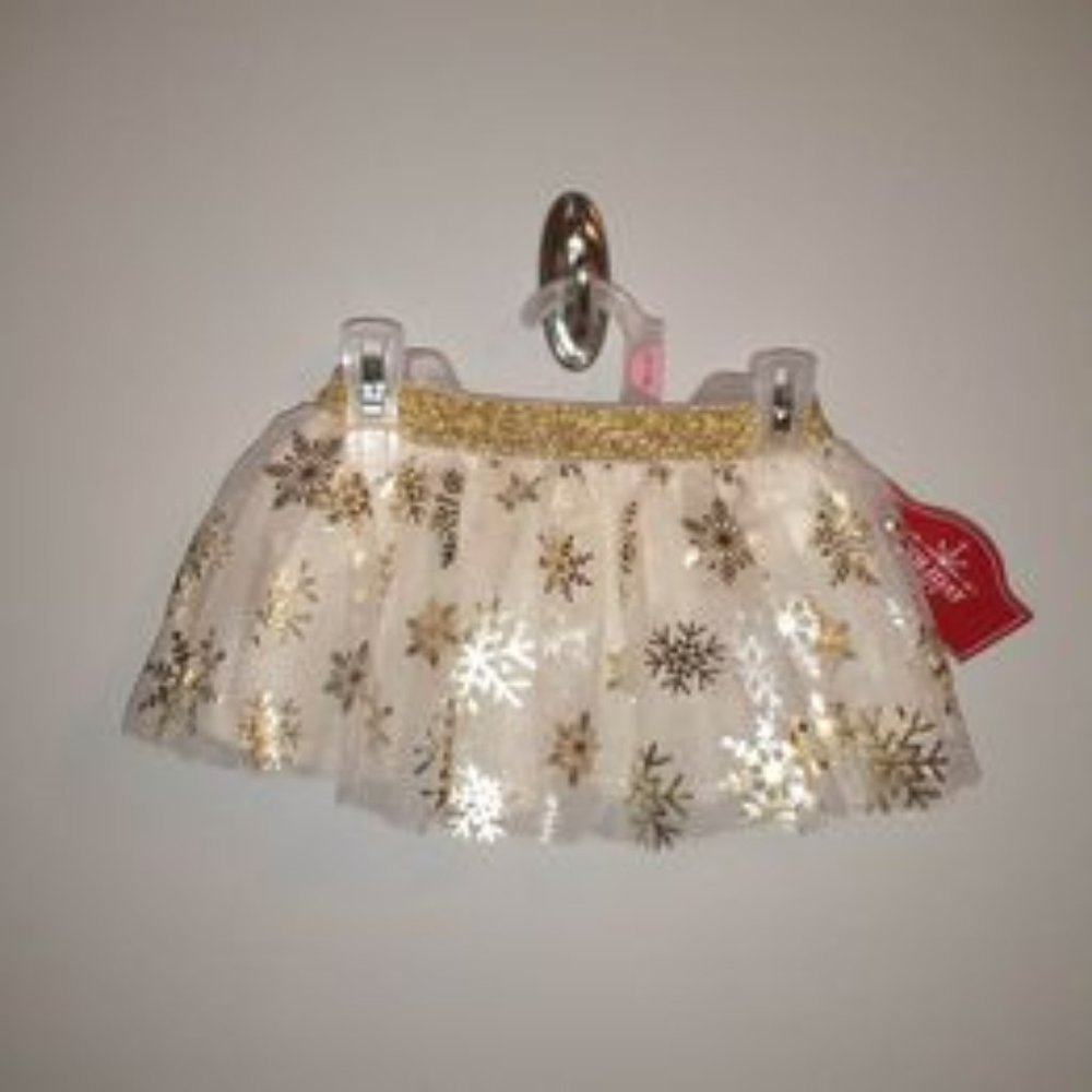 HOLIDAY TIME  baby girl skirt cream gold Tulle size 0/3 month K-004